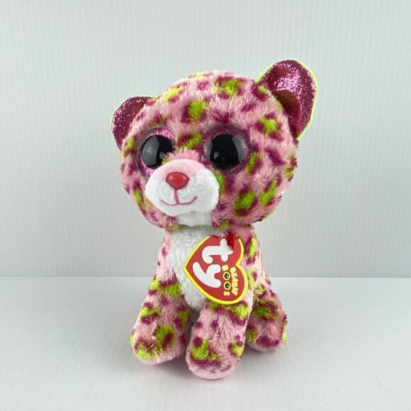 Ty Beanie Boos Lainey Plush Pink Spotted Leopard 2021 TySilk 6 inch Teddybear - Picture 1 of 11
